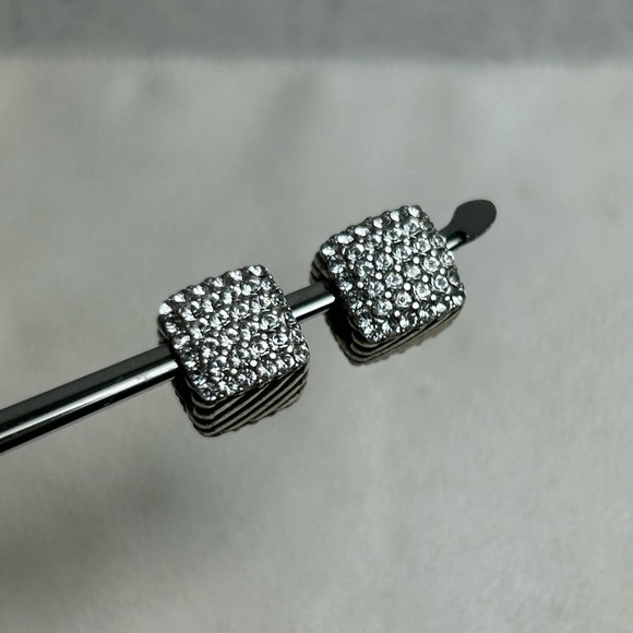 Brighton Cubix Beads Spacers 3/8" Pair of 2 Silver Plated Crystals & Grooves - Picture 2 of 7